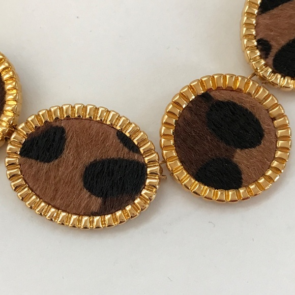 TALBOTS Statement Necklace Leopard Print Black and Gold - Picture 7 of 15